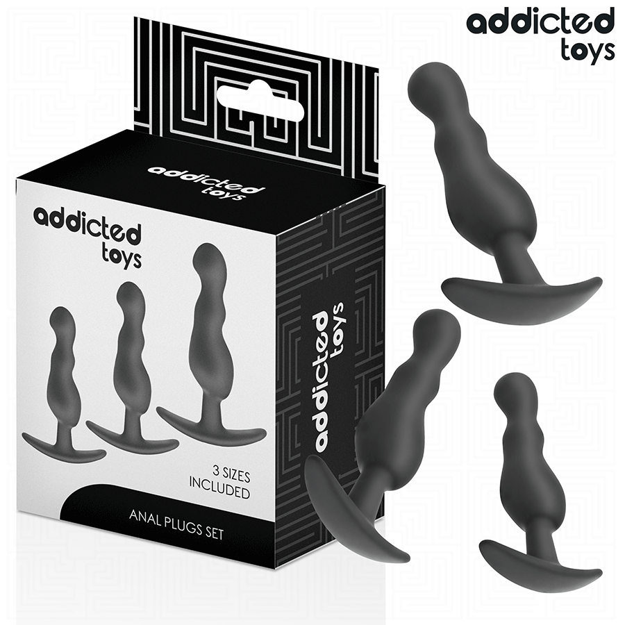 PLUG ANALE SET 3 PEZZI, SILICONE MEDICO, BASE ANCORA ERGONOMICA