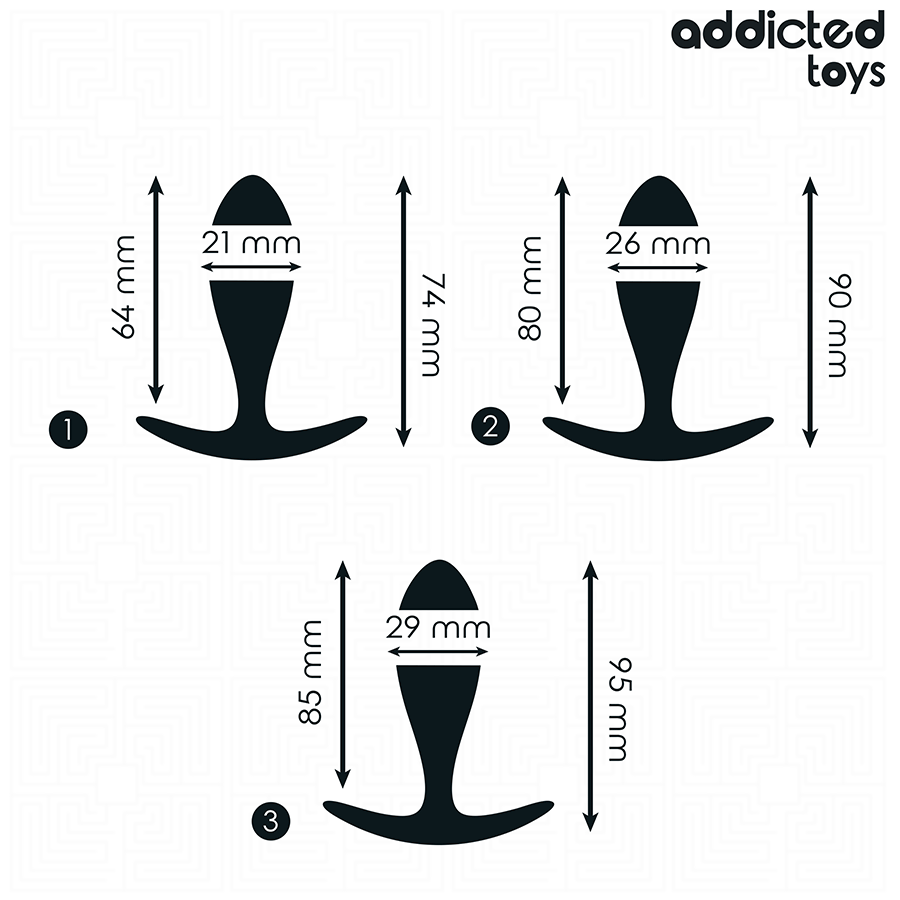 PLUG ANALE SET 3 PEZZI, SILICONE MEDICO, BASE ERGONOMICA ANCORA