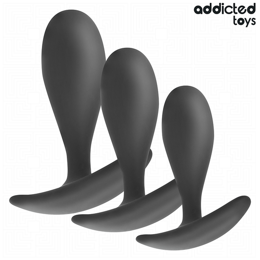PLUG ANALE SET 3 PEZZI, SILICONE MEDICO, BASE ERGONOMICA ANCORA