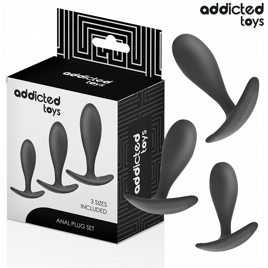 PLUG ANALE SET 3 PEZZI, SILICONE MEDICO, BASE ERGONOMICA ANCORA