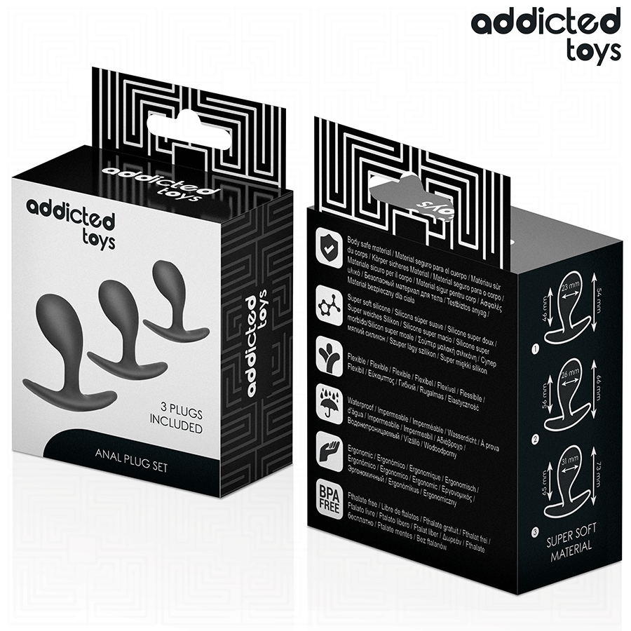 PLUG ANALE SET 3 PEZZI, SILICONE MEDICO, STIMOLAZIONE GRADUALE