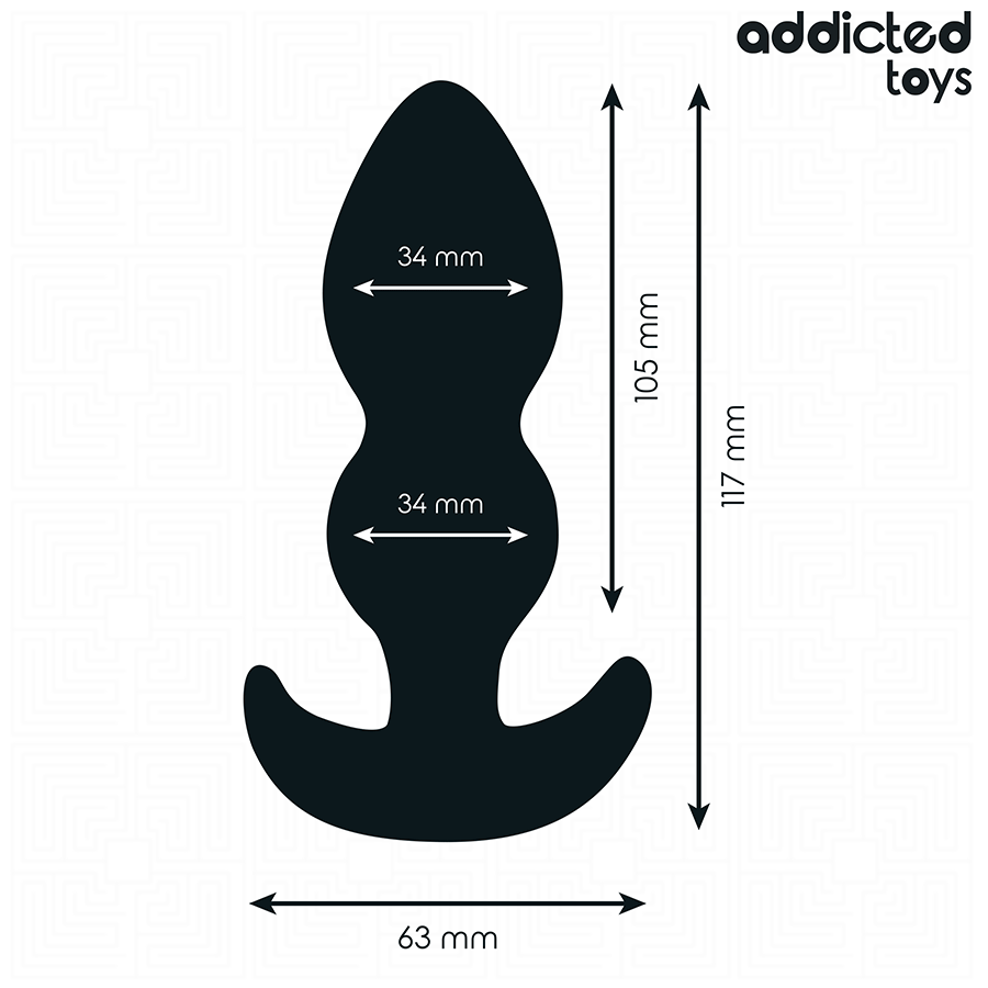 PLUG ANALE 11 CM, DOPPIA SFERA, SILICONE MEDICALE