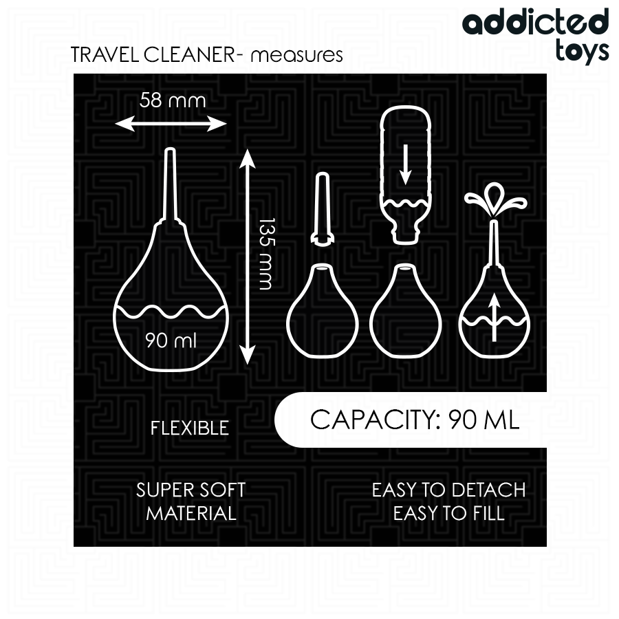 DOCCIA ANALE DA VIAGGIO SMALL, BULBO ERGONOMICO 90 ML, DESIGN COMPATTO E PORTATILE