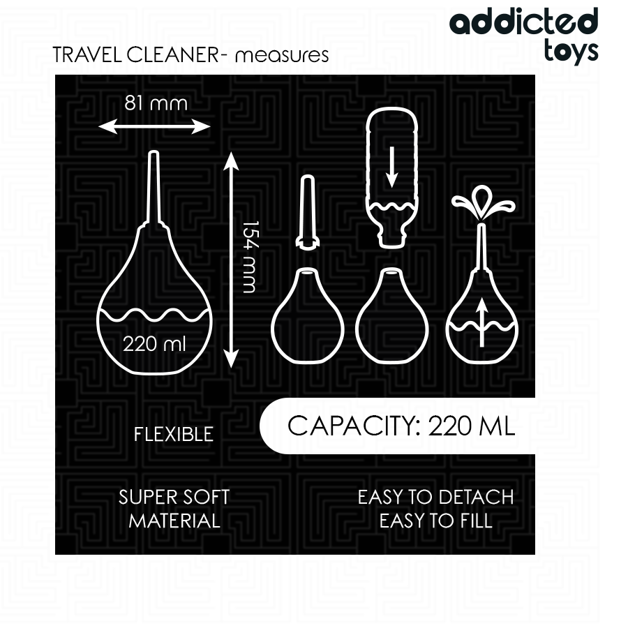 DOCCIA ANALE DA VIAGGIO LARGE, CAPACITÀ 220 ML, DESIGN ERGONOMICO E COMPATTO