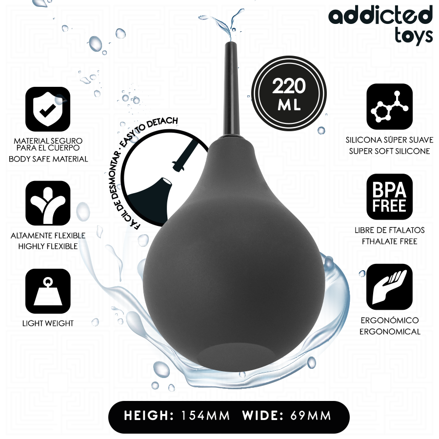 DOCCIA ANALE DA VIAGGIO LARGE, CAPACITÀ 220 ML, DESIGN ERGONOMICO E COMPATTO