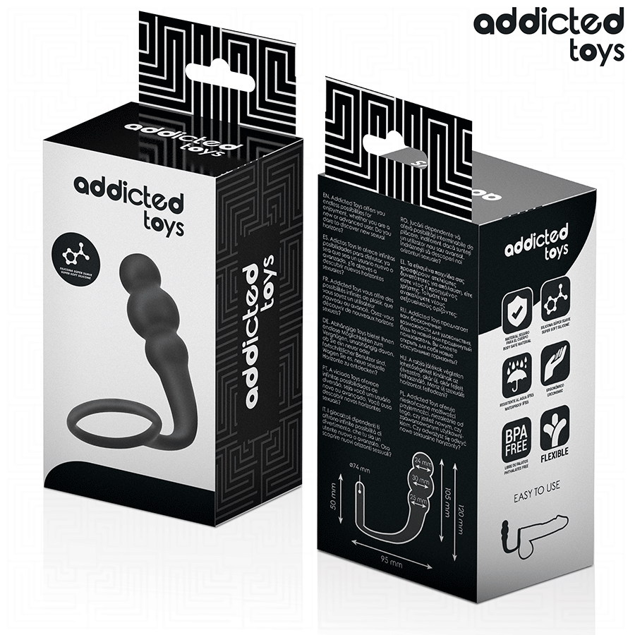 PLUG ANALE CON ANELLO PENE, SILICONE MEDICALE, STIMOLAZIONE PROGRESSIVA