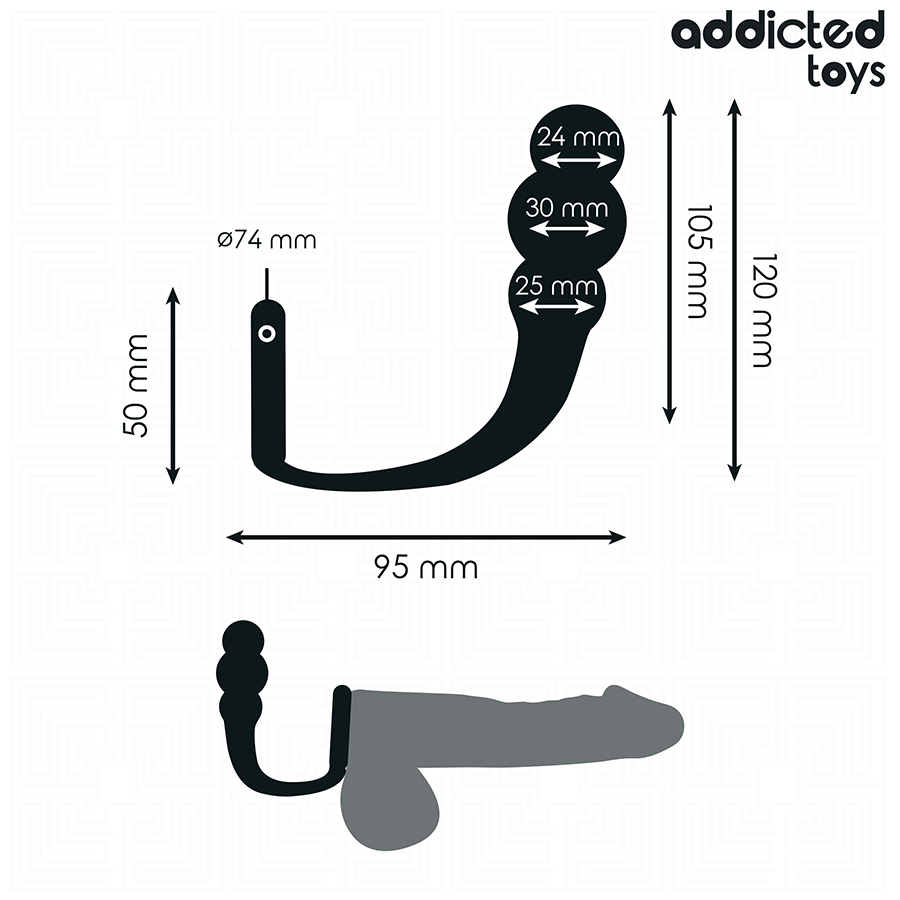 PLUG ANALE CON ANELLO PENE, SILICONE MEDICALE, STIMOLAZIONE PROGRESSIVA