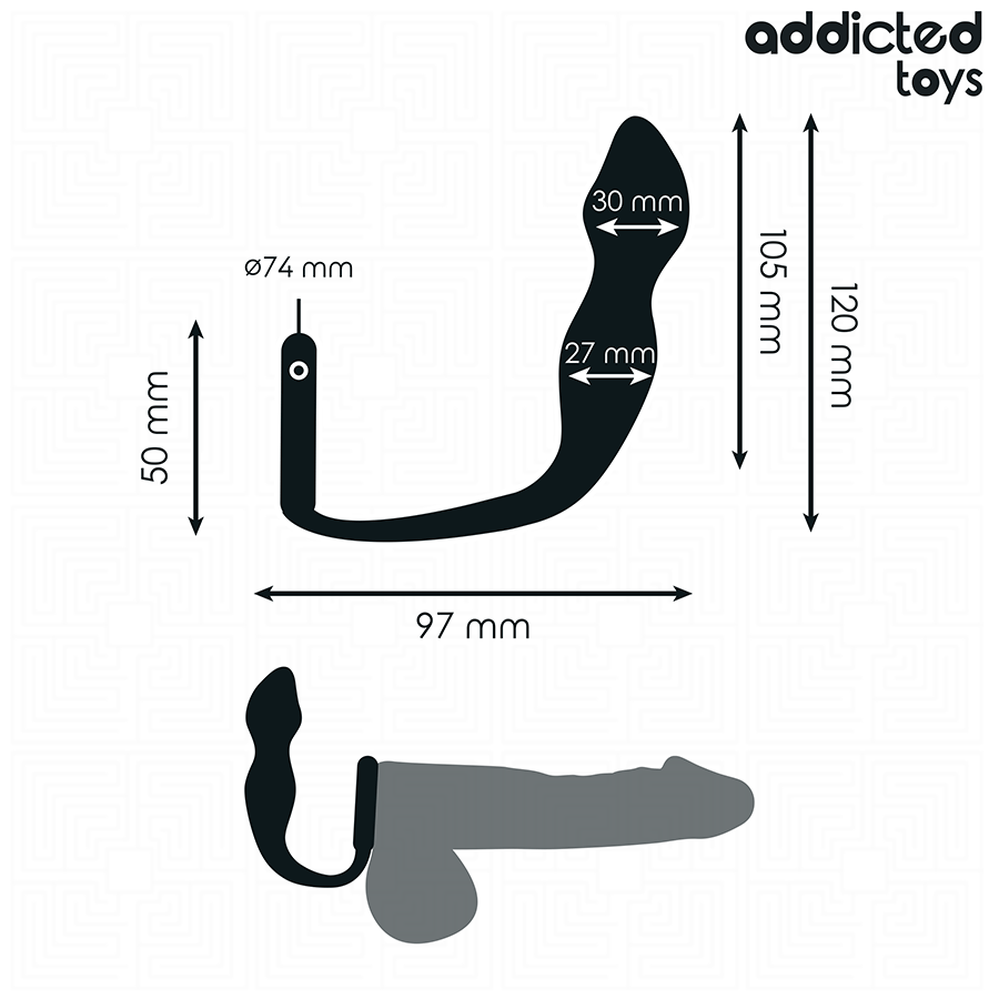 PLUG ANALE CON ANELLO PENE MODELLO 2, SILICONE MEDICALE, STIMOLAZIONE INTENSA