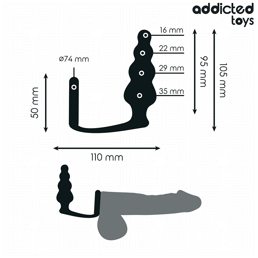 PLUG ANALE CON ANELLO PENE "MODELLO 5" - ADDICTED TOYS