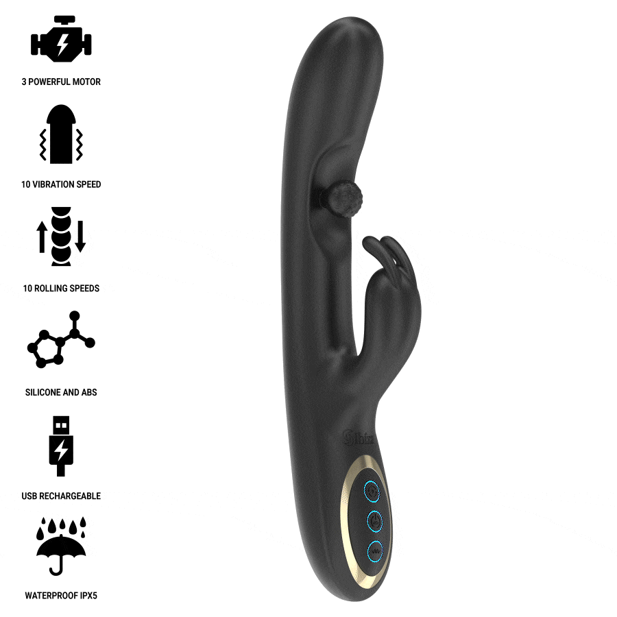 IBIZA - VIBRATORE RABBIT CON PALLINA ROTANTE E MASSAGGIANTE