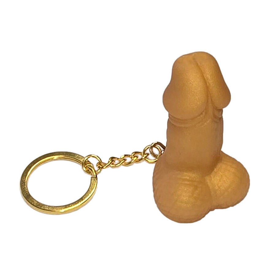 PORTACHIAVI FISCHIETTO PENE, ANTISTRESS IN GOMMA MORBIDA, COLORE ORO