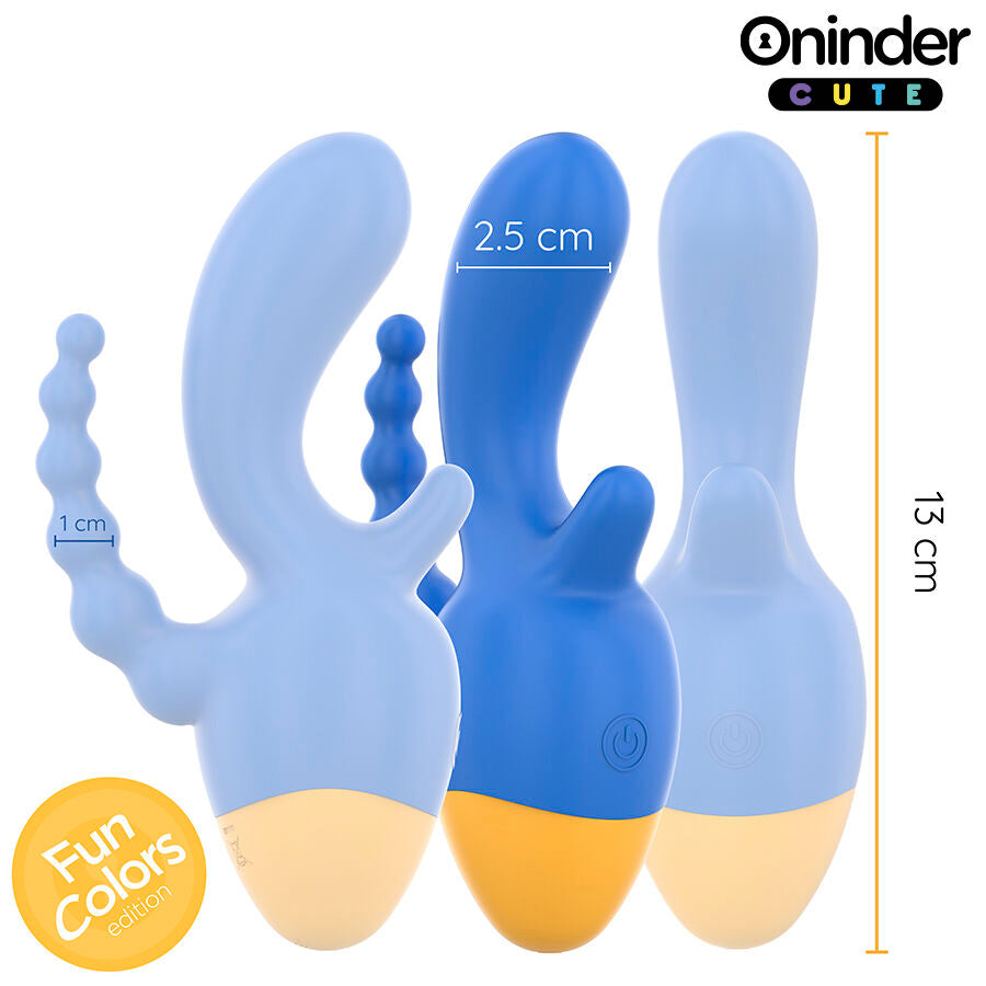 ONINDER CUTE - LOVE 3 SOME VIBRATORE TRIPLO CON STIMOLAZIONE VAGINA E ANO APP GRATUITA