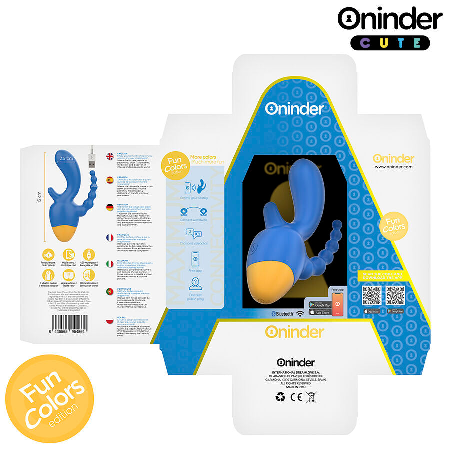 ONINDER CUTE - LOVE 3 SOME VIBRATORE TRIPLO CON STIMOLAZIONE VAGINA E ANO APP GRATUITA