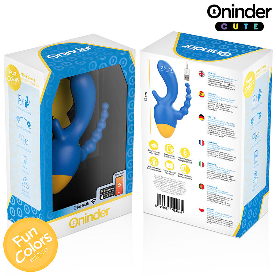 ONINDER CUTE - LOVE 3 SOME VIBRATORE TRIPLO CON STIMOLAZIONE VAGINA E ANO APP GRATUITA