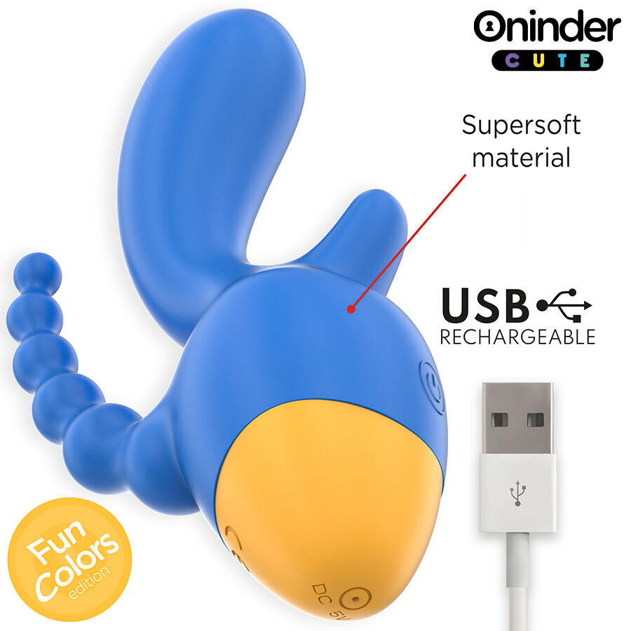 ONINDER CUTE - LOVE 3 SOME VIBRATORE TRIPLO CON STIMOLAZIONE VAGINA E ANO APP GRATUITA