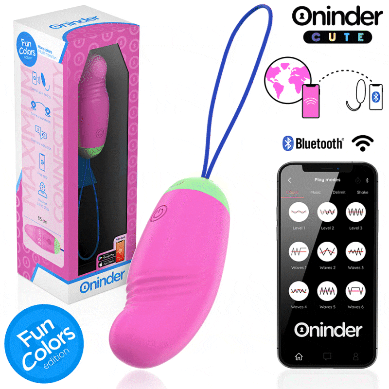 ONINDER CUTE - OVETTO MOVIMENTO VIBRO ONDA IN SILICONE CON APP GRATUITA ROSA/VERDE