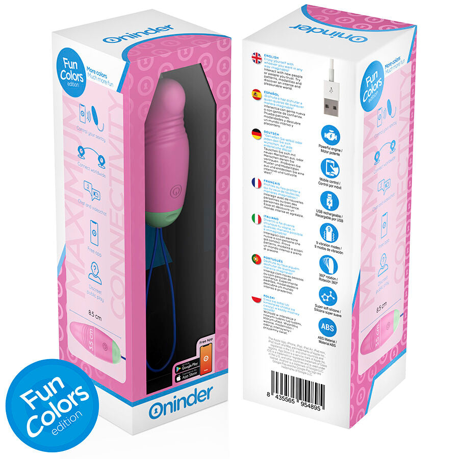 ONINDER CUTE - OVETTO MOVIMENTO VIBRO ONDA IN SILICONE CON APP GRATUITA ROSA/VERDE
