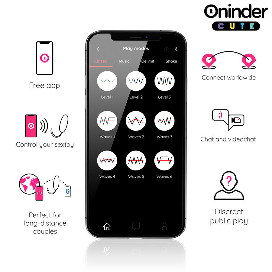 ONINDER CUTE - OVETTO MOVIMENTO VIBRO ONDA IN SILICONE CON APP GRATUITA ROSA/VIOLA