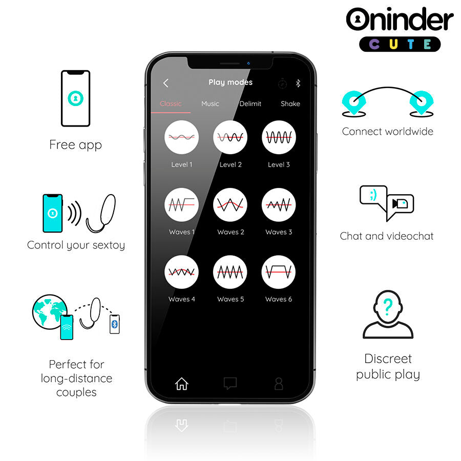 ONINDER CUTE - OVETTO MOVIMENTO VIBRO ONDA IN SILICONE CON APP GRATUITA CELESTE/GIALLO