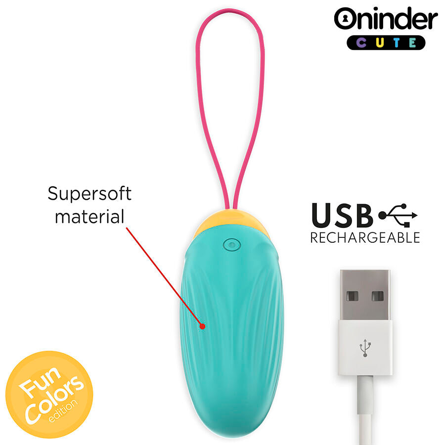 ONINDER CUTE - OVETTO MOVIMENTO VIBRO ONDA IN SILICONE CON APP GRATUITA CELESTE/GIALLO