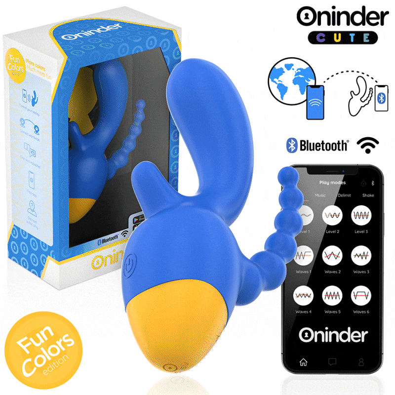 ONINDER CUTE - LOVE 3 SOME VIBRATORE TRIPLO CON STIMOLAZIONE VAGINA E ANO APP GRATUITA
