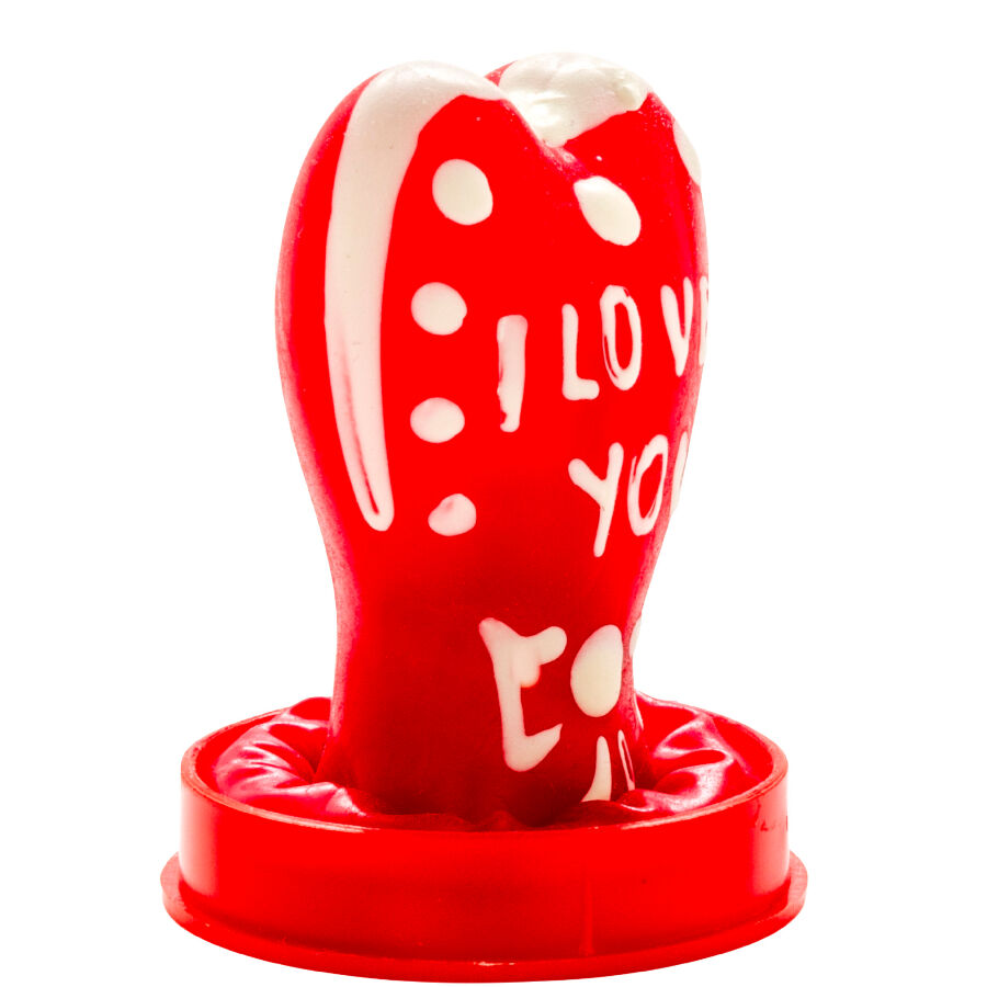 PRESERVATIVO DESIGN CUORE, DIPINTO A MANO, STILE BOHÉMIEN