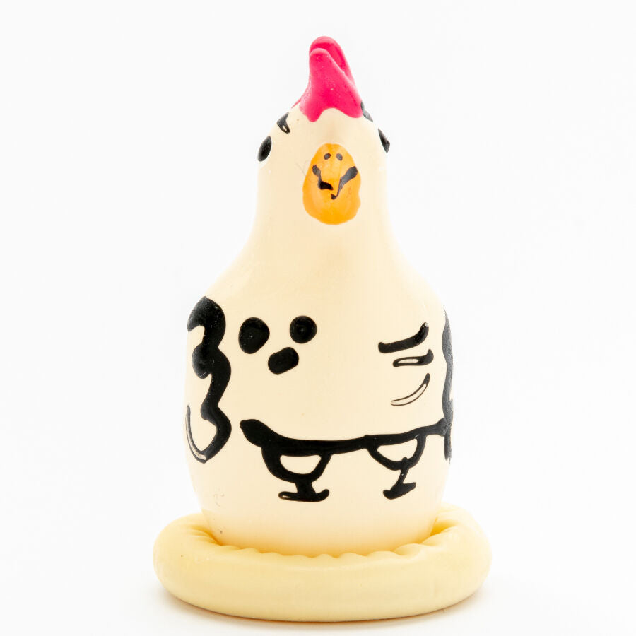 PRESERVATIVO DESIGN GALLO, DIPINTO A MANO, STILE BOHÉMIEN