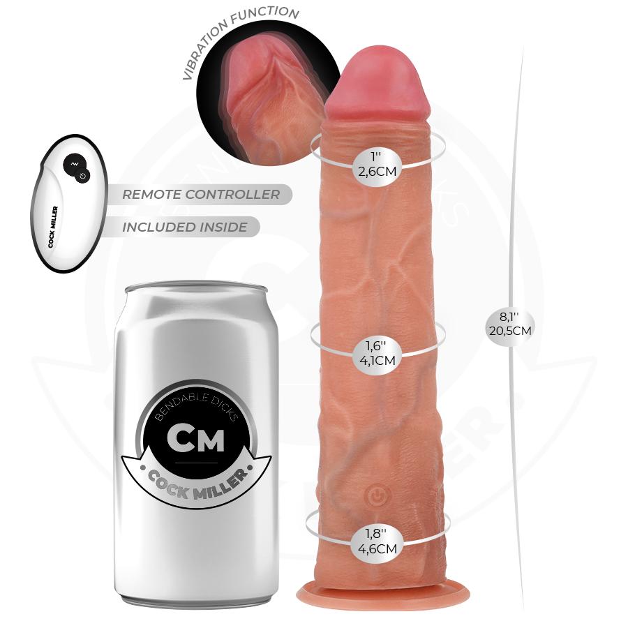 COCK MILLER - DILDO REALISTICO VIBRANTE CON VENTOSA E TELECOMANDO 20,5 CM