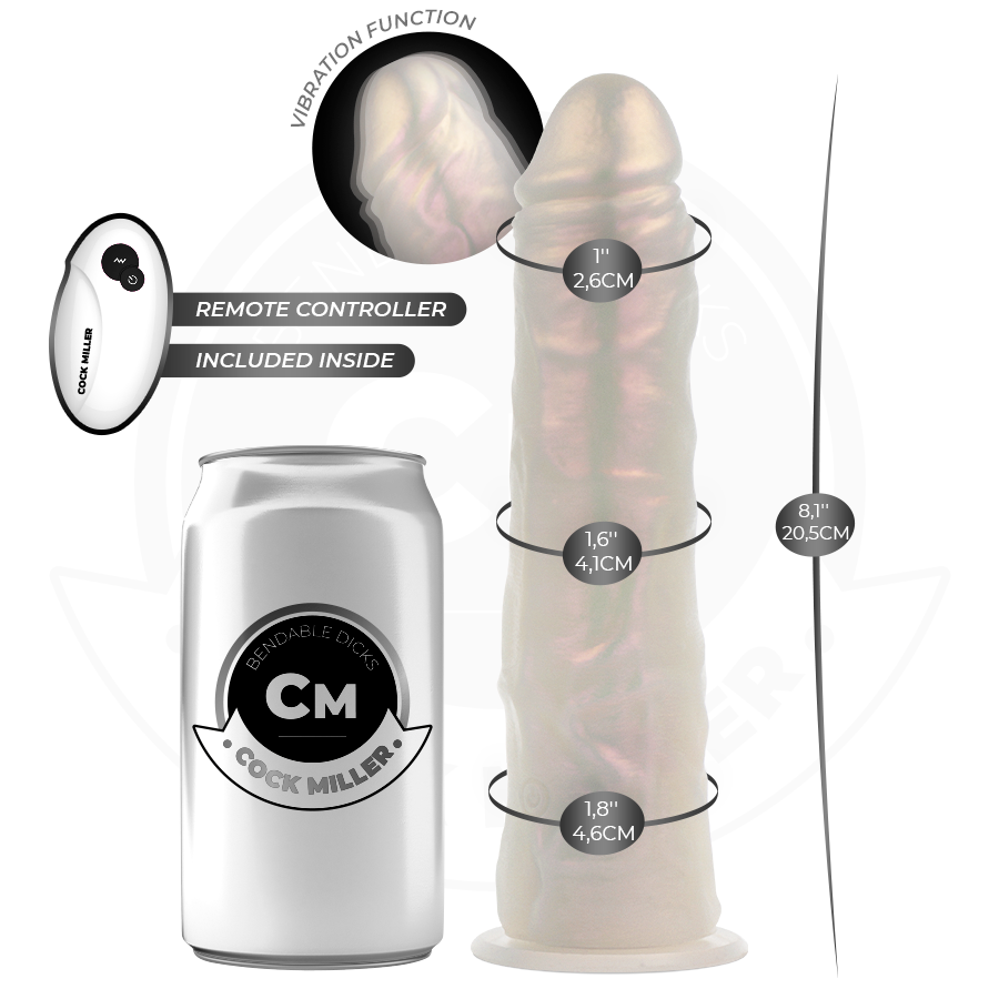 COCK MILLER - DILDO VIBRANTE CON VENTOSA E ILLUMINAZIONE LED CON TELECOMANDO BIANCO 20,5 CM
