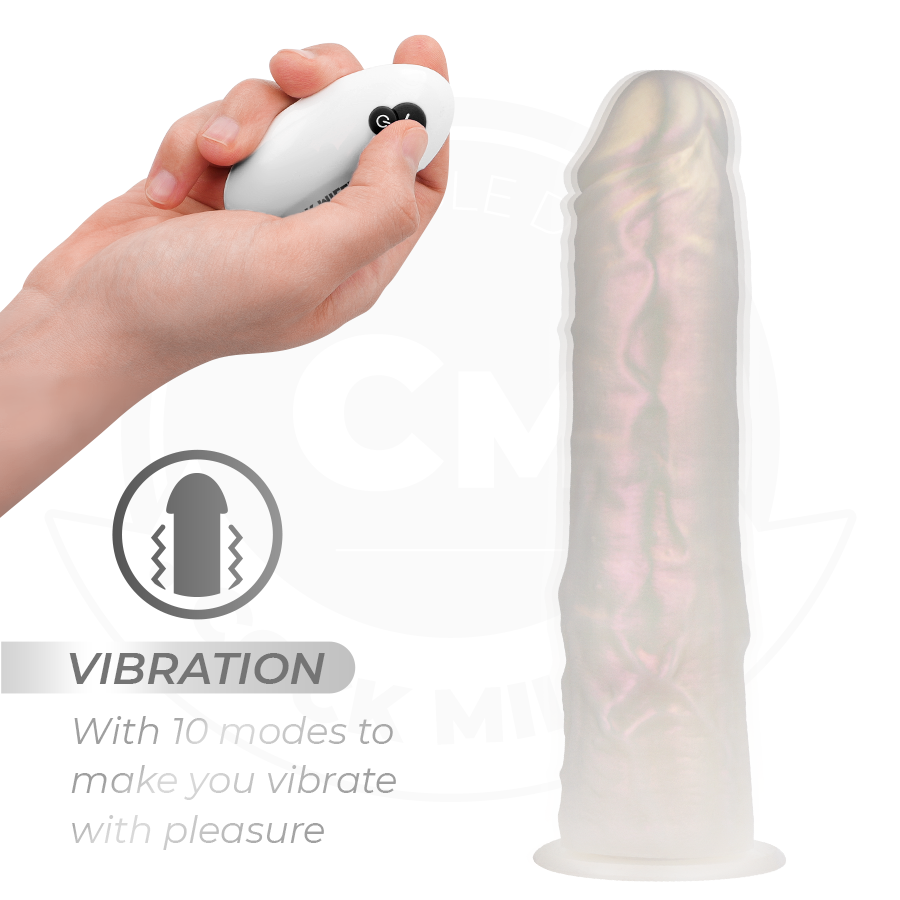 COCK MILLER - DILDO VIBRANTE CON VENTOSA E ILLUMINAZIONE LED CON TELECOMANDO BIANCO 20,5 CM