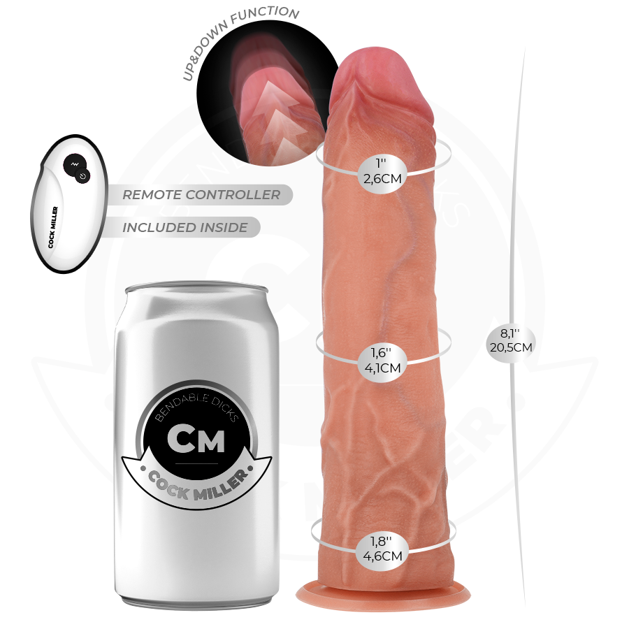 COCK MILLER - DILDO REALISTICO VIBRANTE CON VENTOSA E FUNZIONE DI SPINTA CON TELECOMANDO 20,5 CM