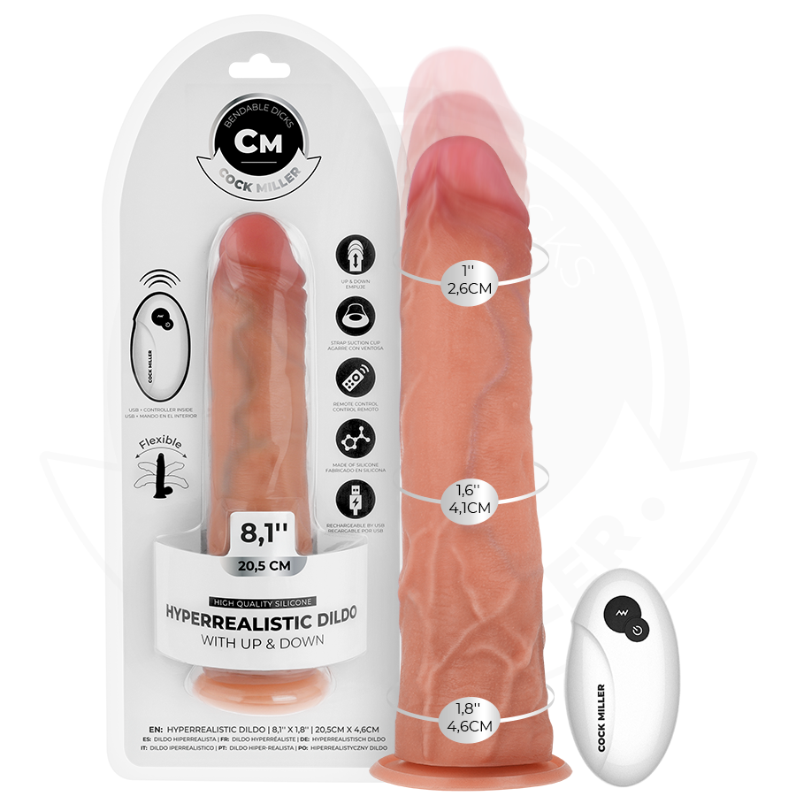 COCK MILLER - DILDO REALISTICO VIBRANTE CON VENTOSA E FUNZIONE DI SPINTA CON TELECOMANDO 20,5 CM