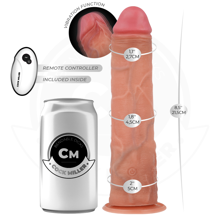 COCK MILLER - DILDO REALISTICO VIBRANTE CON VENTOSA E TELECOMANDO 21,5 CM