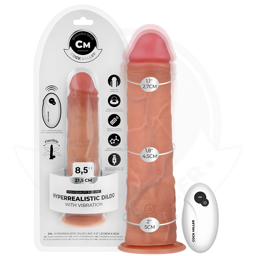 COCK MILLER - DILDO REALISTICO VIBRANTE CON VENTOSA E TELECOMANDO 21,5 CM