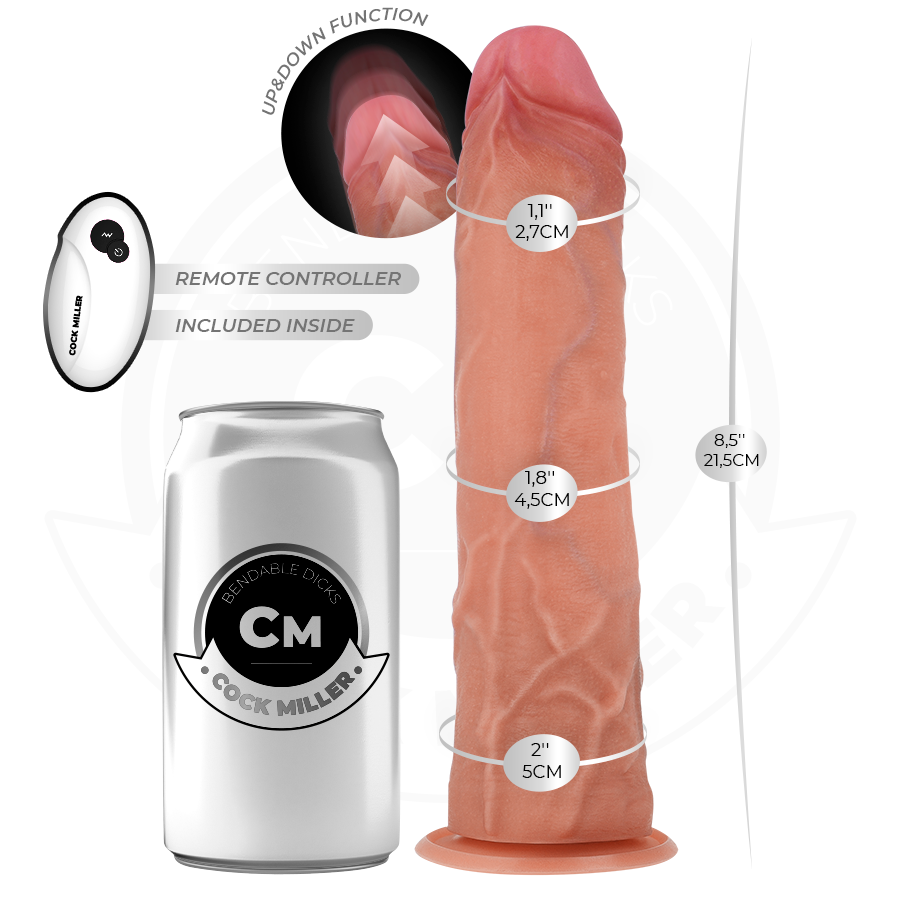 COCK MILLER - DILDO REALISTICO VIBRANTE CON VENTOSA E FUNZIONE DI SPINTA CON TELECOMANDO 21,5 CM