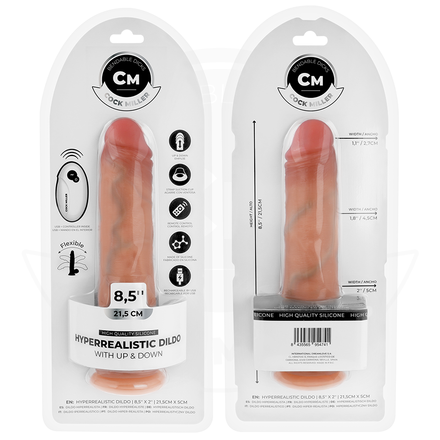 COCK MILLER - DILDO REALISTICO VIBRANTE CON VENTOSA E FUNZIONE DI SPINTA CON TELECOMANDO 21,5 CM