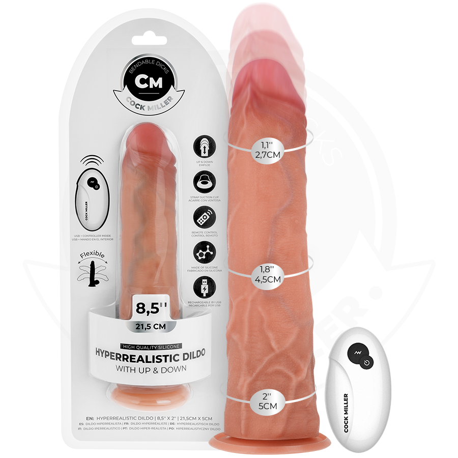 COCK MILLER - DILDO REALISTICO VIBRANTE CON VENTOSA E FUNZIONE DI SPINTA CON TELECOMANDO 21,5 CM