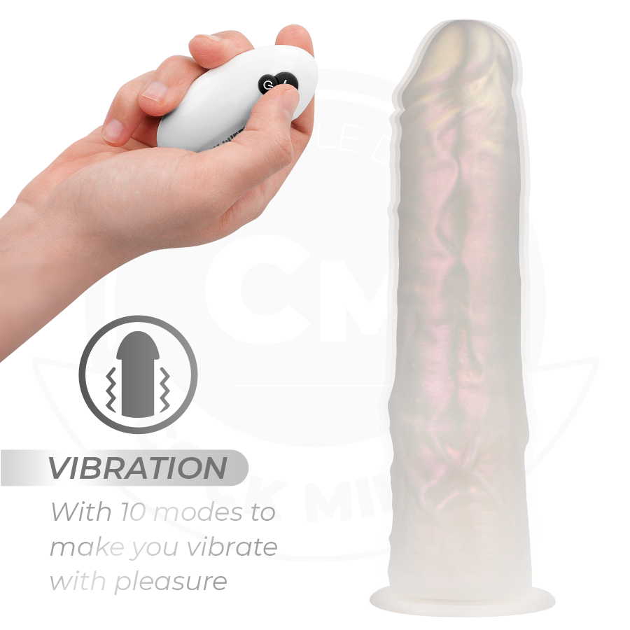 COCK MILLER - DILDO VIBRANTE CON VENTOSA E ILLUMINAZIONE LED CON TELECOMANDO BIANCO 21,5 CM