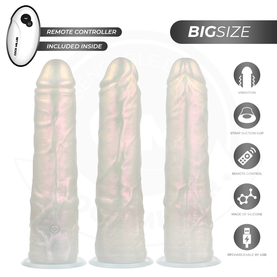COCK MILLER - DILDO VIBRANTE CON VENTOSA E ILLUMINAZIONE LED CON TELECOMANDO BIANCO 21,5 CM