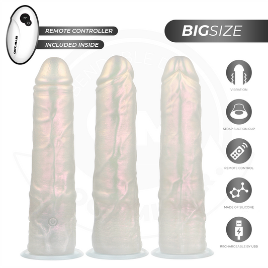 COCK MILLER - DILDO VIBRANTE CON VENTOSA E ILLUMINAZIONE LED CON TELECOMANDO BIANCO 21,5 CM