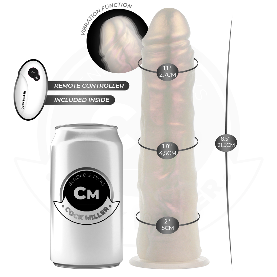 COCK MILLER - DILDO VIBRANTE CON VENTOSA E ILLUMINAZIONE LED CON TELECOMANDO BIANCO 21,5 CM