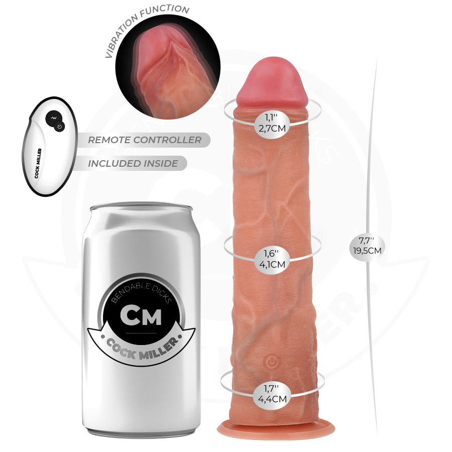 COCK MILLER - DILDO REALISTICO VIBRANTE CON VENTOSA E TELECOMANDO 19,5 CM