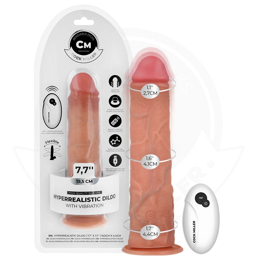 COCK MILLER - DILDO REALISTICO VIBRANTE CON VENTOSA E TELECOMANDO 19,5 CM