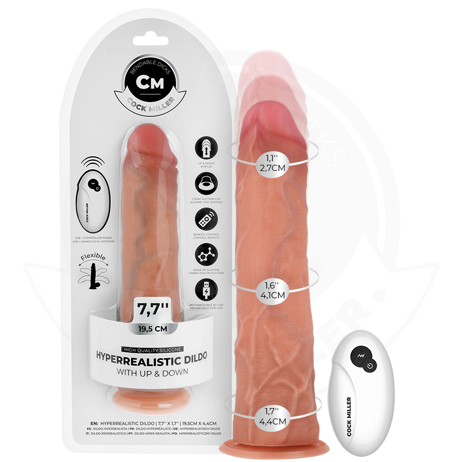 COCK MILLER - DILDO REALISTICO VIBRANTE CON VENTOSA E FUNZIONE DI SPINTA CON TELECOMANDO 19,5 CM