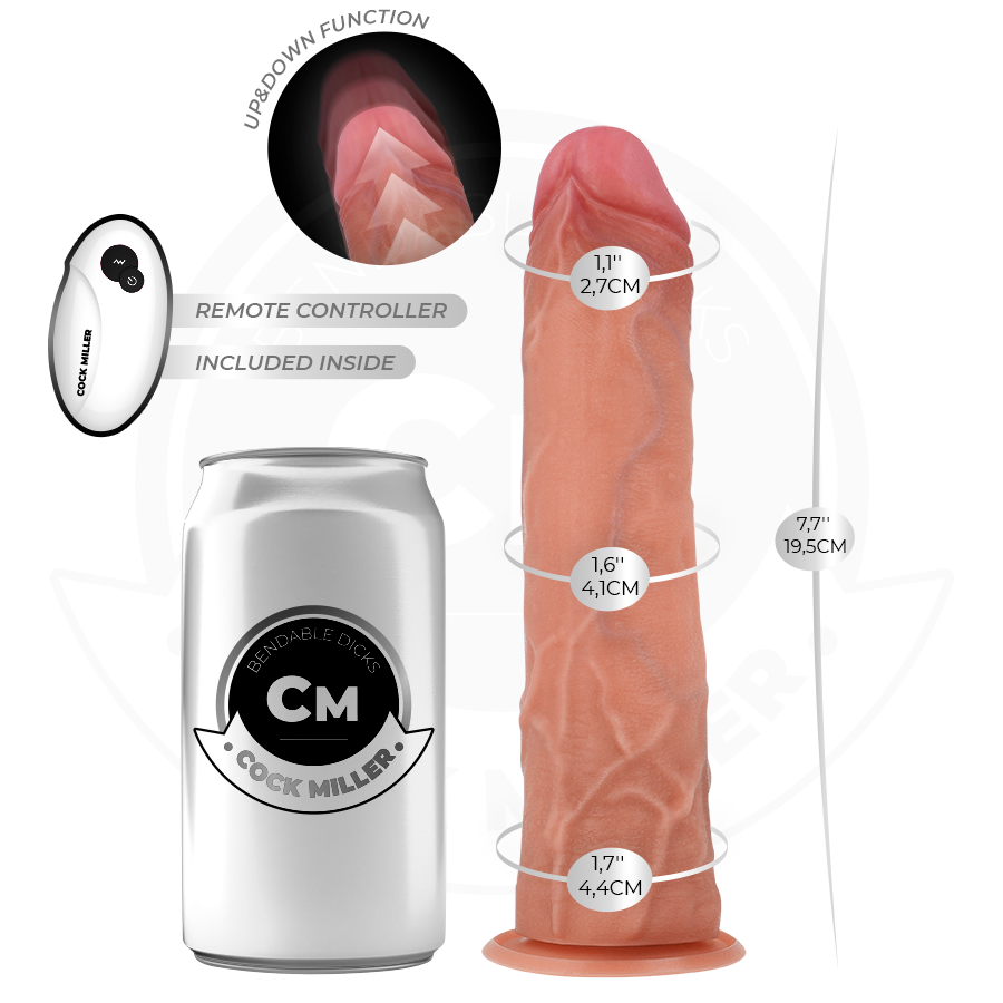 COCK MILLER - DILDO REALISTICO VIBRANTE CON VENTOSA E FUNZIONE DI SPINTA CON TELECOMANDO 19,5 CM