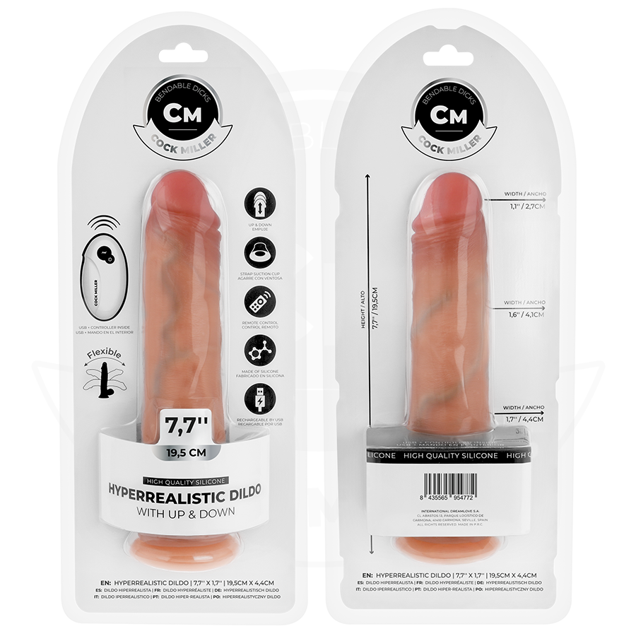 COCK MILLER - DILDO REALISTICO VIBRANTE CON VENTOSA E FUNZIONE DI SPINTA CON TELECOMANDO 19,5 CM