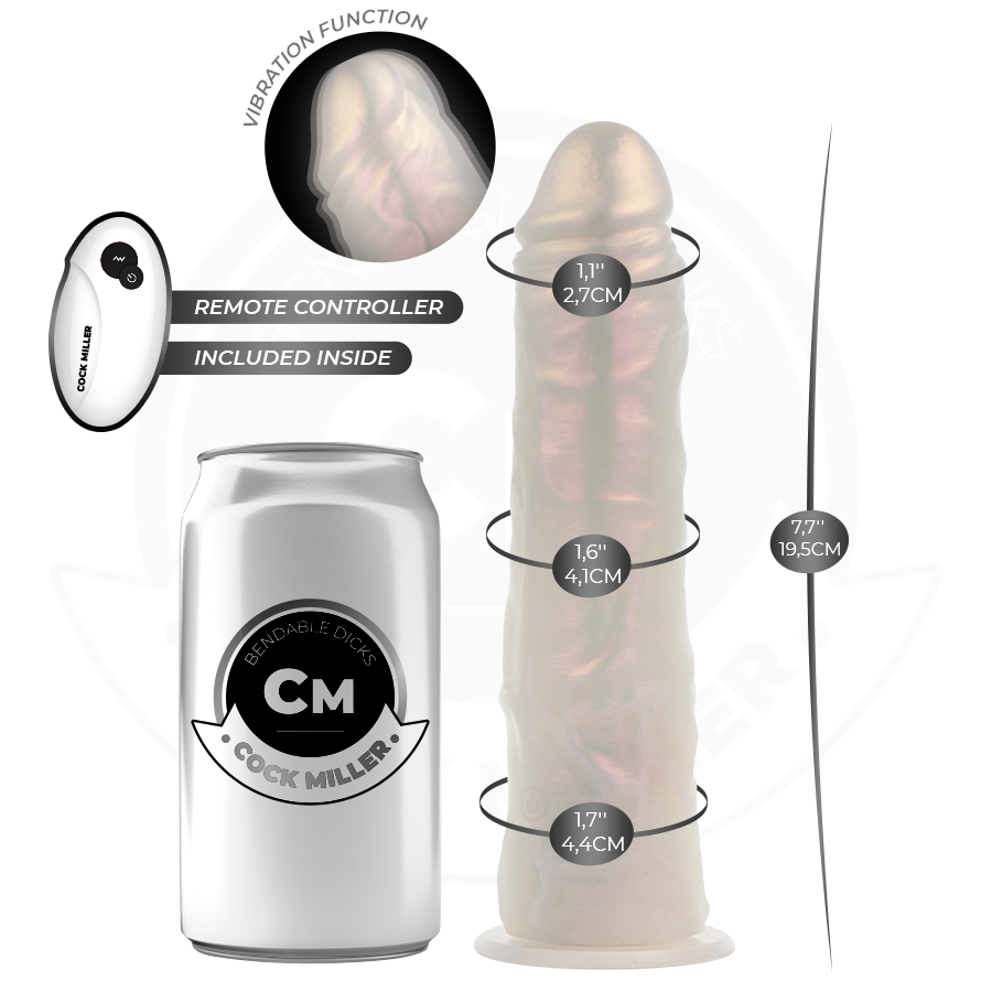 COCK MILLER - DILDO VIBRANTE CON VENTOSA E ILLUMINAZIONE LED CON TELECOMANDO BIANCO 19,5 CM