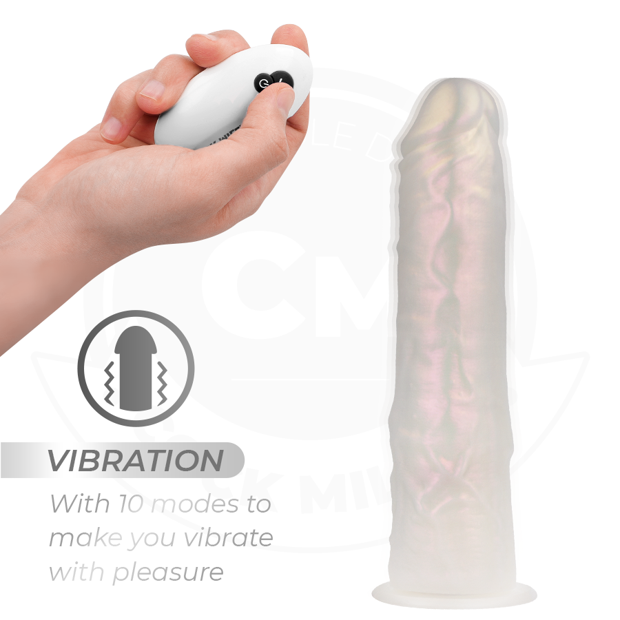 COCK MILLER - DILDO VIBRANTE CON VENTOSA E ILLUMINAZIONE LED CON TELECOMANDO BIANCO 19,5 CM