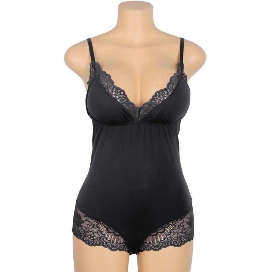 BODY PIZZO FLOREALE NERO, CINGHIE REGOLABILI, MASSIMO COMFORT (S/M)