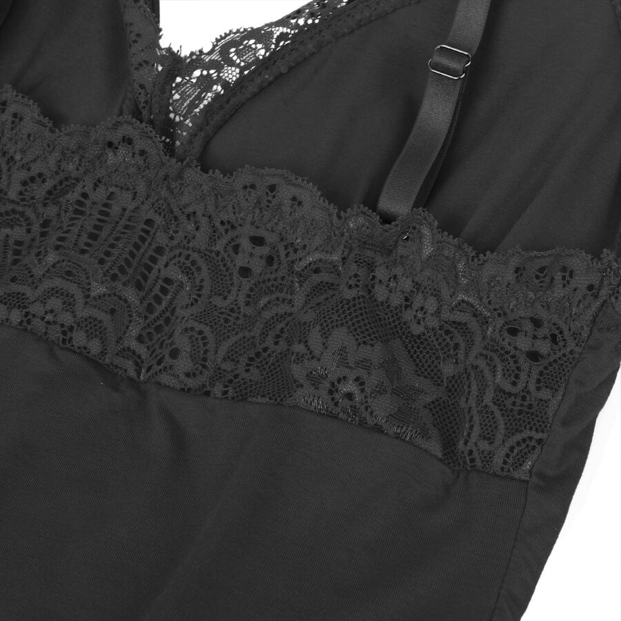 BODY PIZZO FLOREALE NERO, CINGHIE REGOLABILI, MASSIMO COMFORT (S/M)